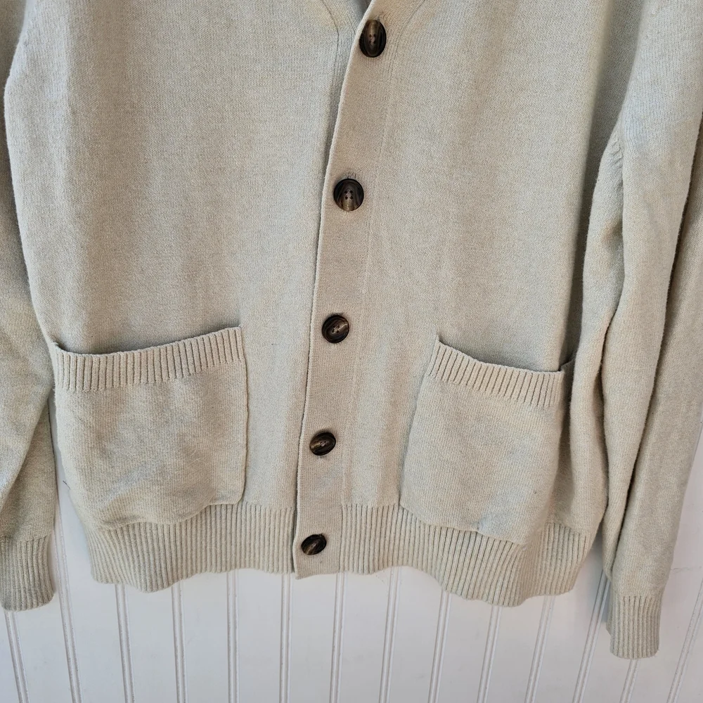 NEW Goodfellow & Co Men's V-neck Cream Cardigan Sweater XL - Picture 2 of 5